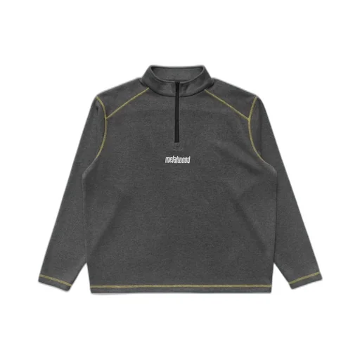 Metalwood Studio Topstitched Zip-Up Sweater