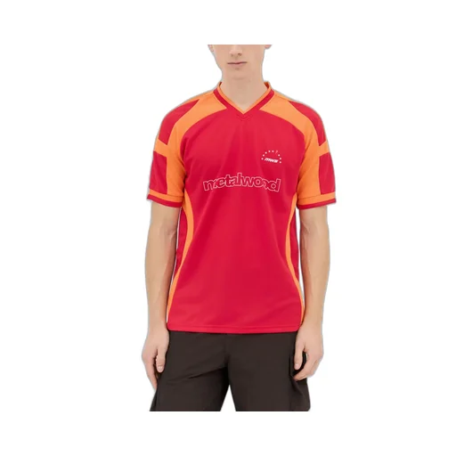 Metalwood Studio Logo Printed V-Neck Panelled T-Shirt
