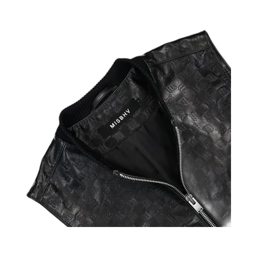 Misbhv Leather Monogram Embossed Zipped Vest
