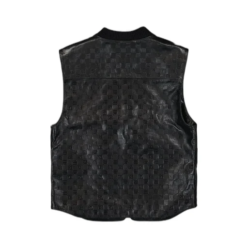 Misbhv Leather Monogram Embossed Zipped Vest