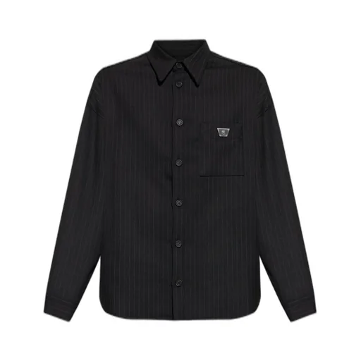 Misbhv Logo Plaque Pinstriped Overshirt