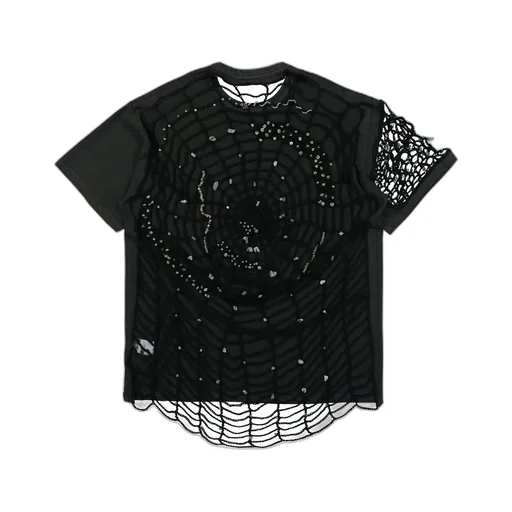Misbhv Crochet-Panelled Spider Web Pattern T-Shirt
