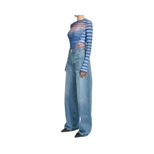 Mesh Long Sleeves Top Printed / Lightblu Blu Peach Air