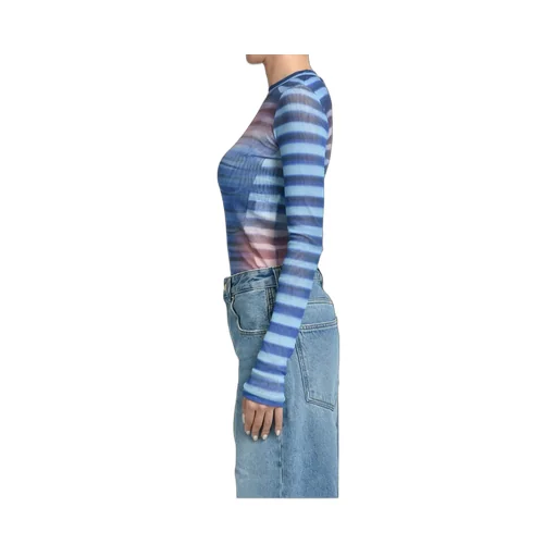 Mesh Long Sleeves Top Printed / Lightblu Blu Peach Air