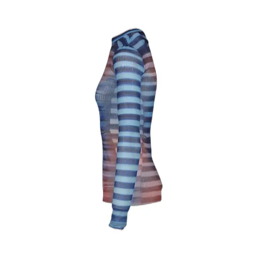Mesh Long Sleeves Top Printed / Lightblu Blu Peach Air