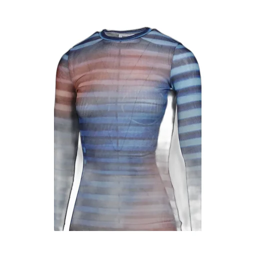 Mesh Long Sleeves Top Printed / Lightblu Blu Peach Air