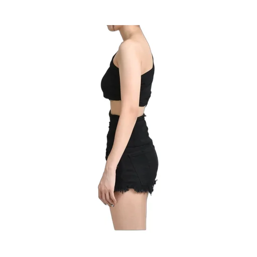 One Shoulder Wrap Tee / Black