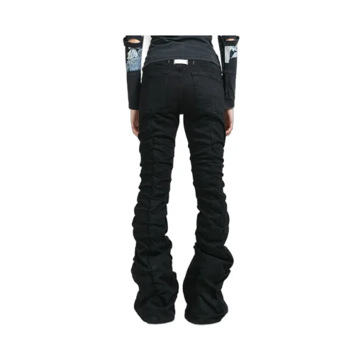 High Waist Lace Up Flare / Blk