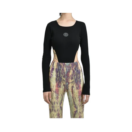 Rib Cut Bodysuits / Black