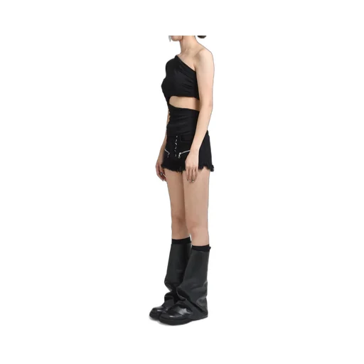 One Shoulder Wrap Tee / Black
