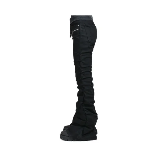 High Waist Lace Up Flare / Blk