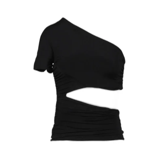 One Shoulder Wrap Tee / Black