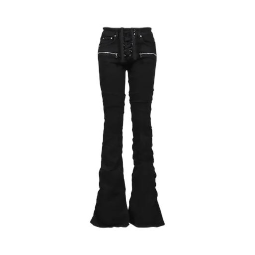 High Waist Lace Up Flare / Blk