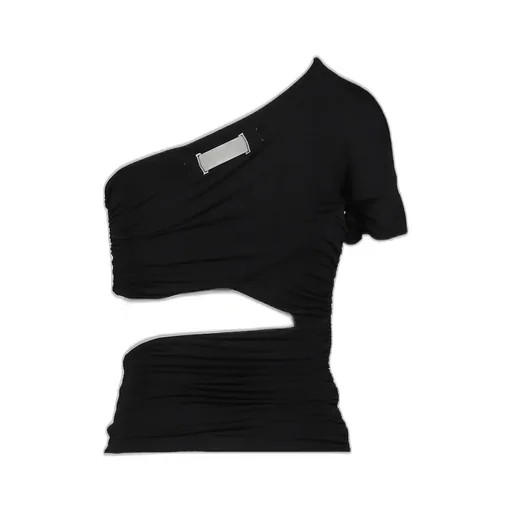 One Shoulder Wrap Tee / Black
