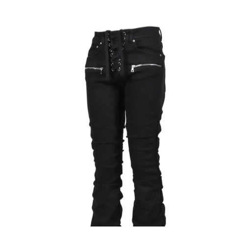 High Waist Lace Up Flare / Blk