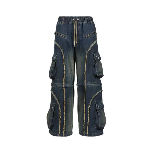 Split Denim Cargo Pants / Blue