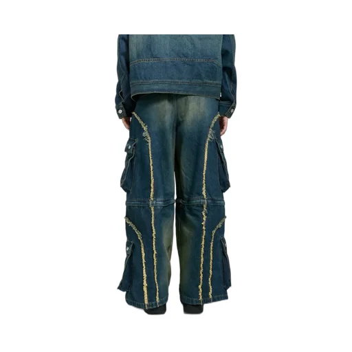 Split Denim Cargo Pants / Blue