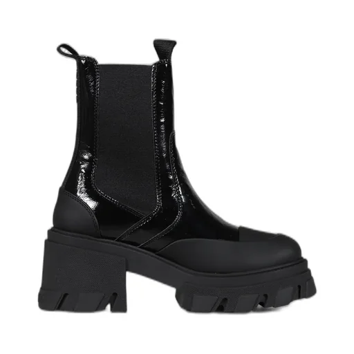 Cleated Heeled Mid Chelsea Boot Naplack / Blk