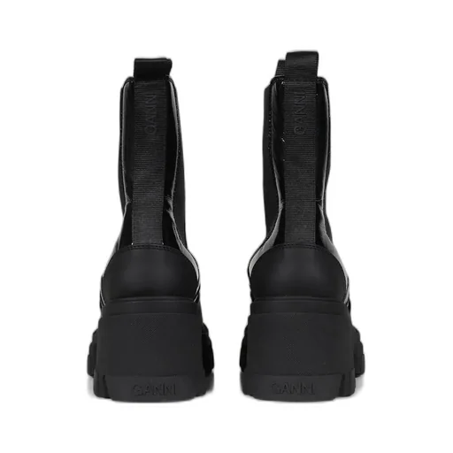 Cleated Heeled Mid Chelsea Boot Naplack / Blk