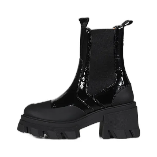 Cleated Heeled Mid Chelsea Boot Naplack / Blk