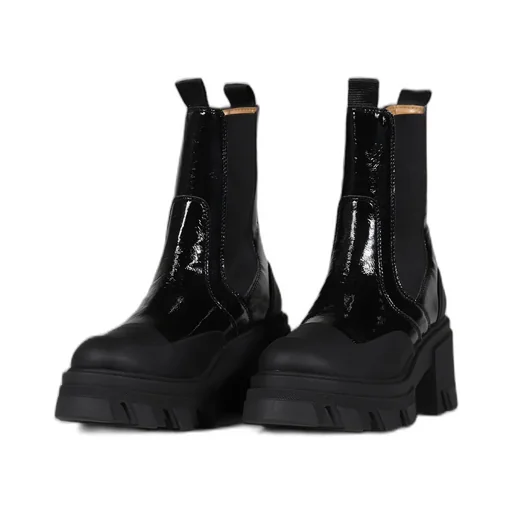 Cleated Heeled Mid Chelsea Boot Naplack / Blk