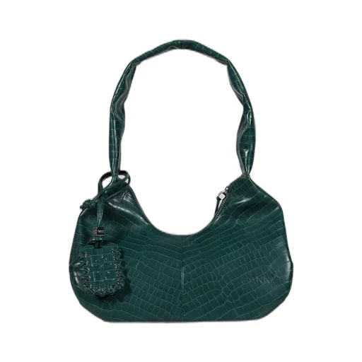 Ganni Bou Bag Hobo Medium Croco / Pineneedle