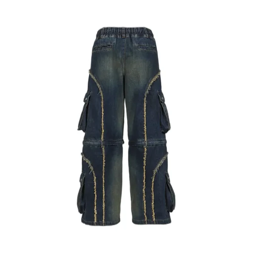 Split Denim Cargo Pants / Blue
