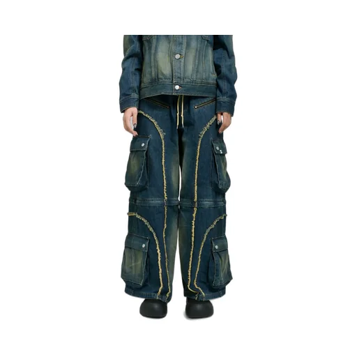 Split Denim Cargo Pants / Blue