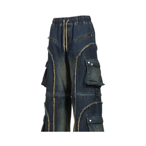 Split Denim Cargo Pants / Blue