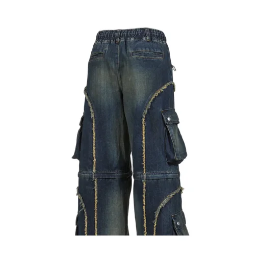 Split Denim Cargo Pants / Blue