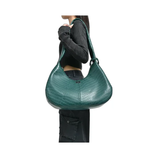 Ganni Bou Bag Hobo Medium Croco / Pineneedle