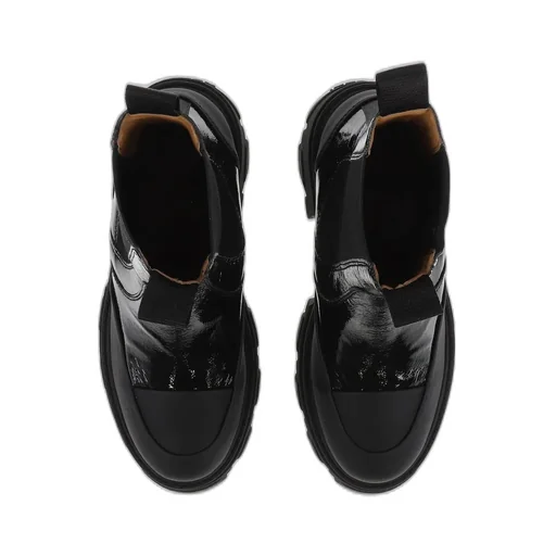 Cleated Heeled Mid Chelsea Boot Naplack / Blk
