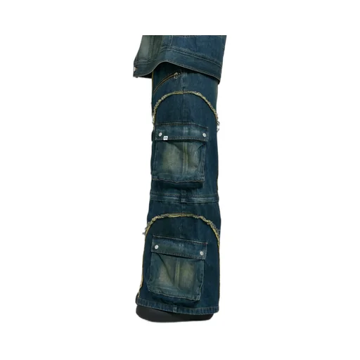 Split Denim Cargo Pants / Blue