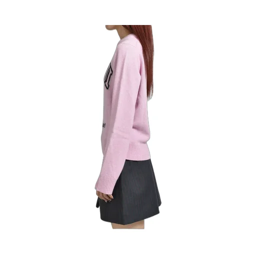 Graphic Wool Mix Poodle Crewneck / Chalk Pnk