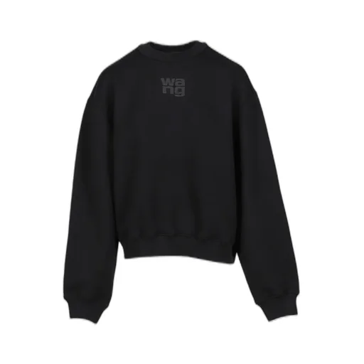 Essential Terry Crew Sweatshirt W/ Puff Paint Logo / Blk