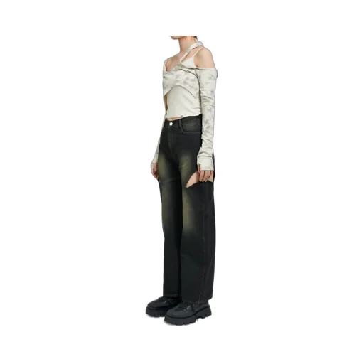 Cutoff Denim Pants / Black
