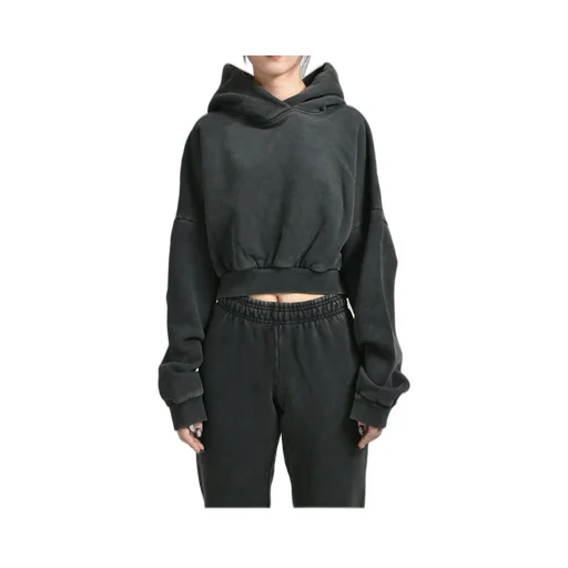 Cropped Heavy Hood / Washedblk