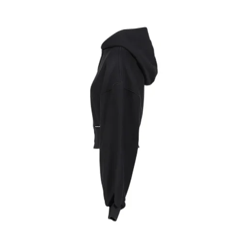 Cropped Zip Up Hoodie With Branded Seam Label / Faded Blk