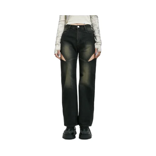 Cutoff Denim Pants / Black