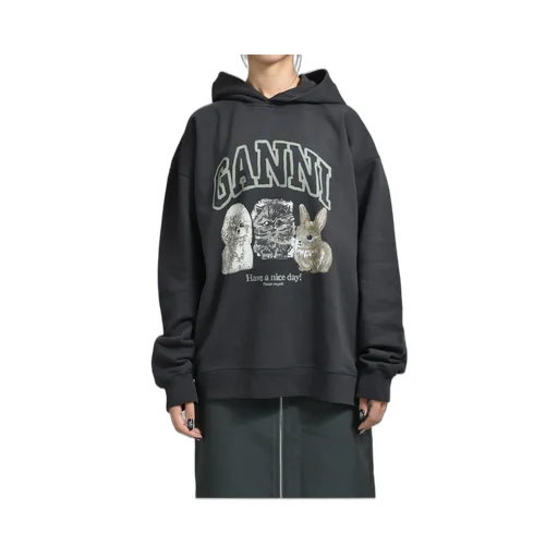 Isoli Oversize Animals Crop Hoodie / Phantom