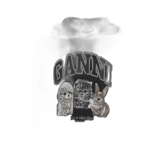 Isoli Oversize Animals Crop Hoodie / Phantom