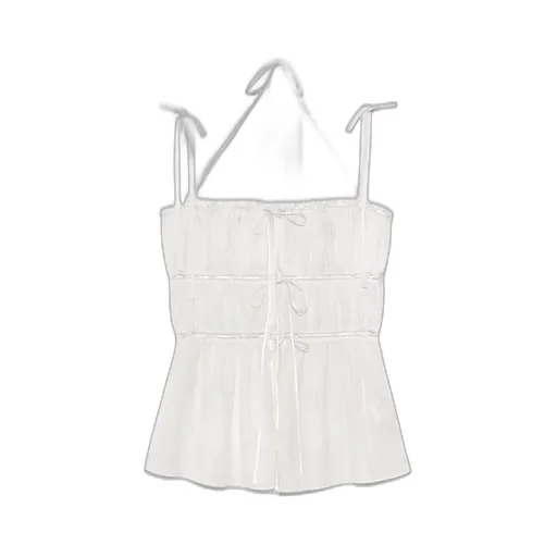 Dreamy Lace Shirring Top / Wht