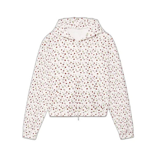 Lazy Sunday Terry Zip Up / Strawberry Bow