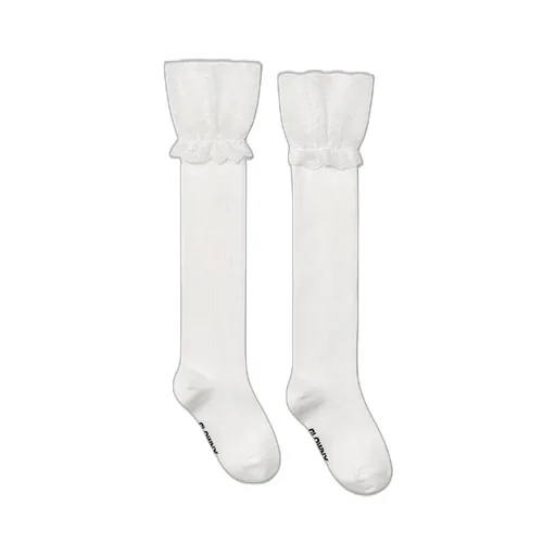 Posh Lace Knee Socks / White