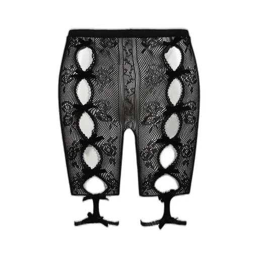 Black Bowknot Lace Short Leggings / Blk
