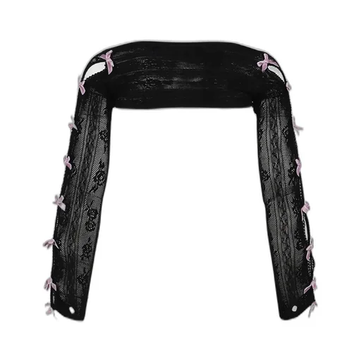 Purple Velvets Bow Black Lace Oversleeves / Blk Pur