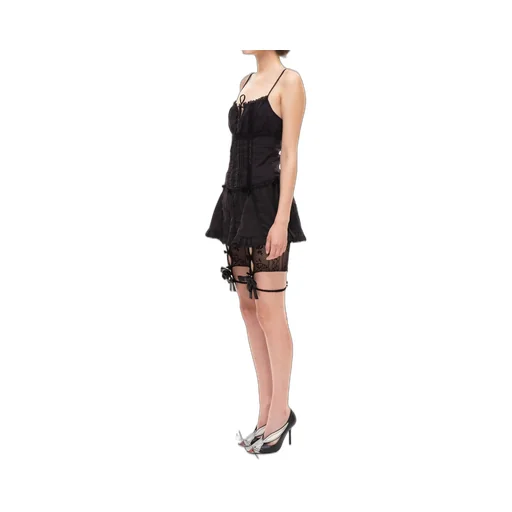 Black Bowknot Lace Short Leggings / Blk