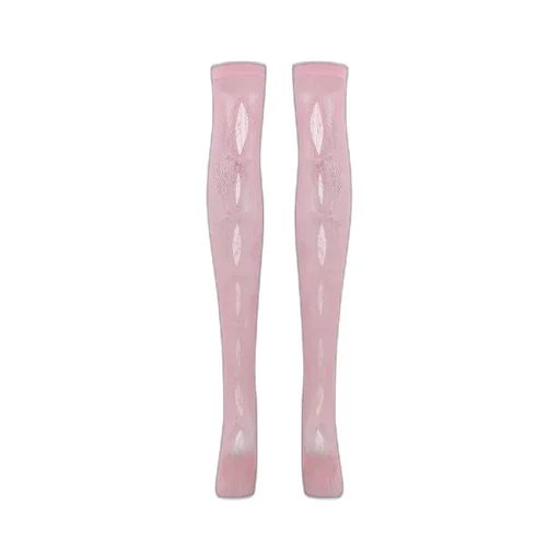 Pink Bownot Black Lace Mid-Calf Socks / Pnk