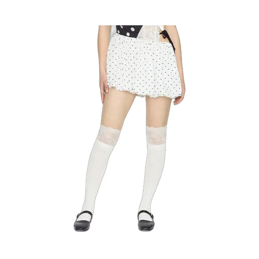Posh Lace Knee Socks / White