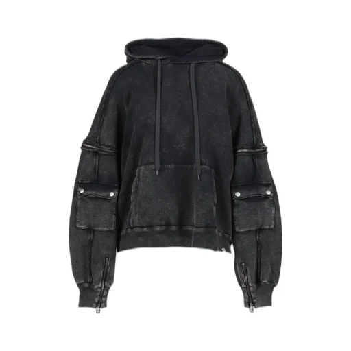Split Sweat Hoodie / Black